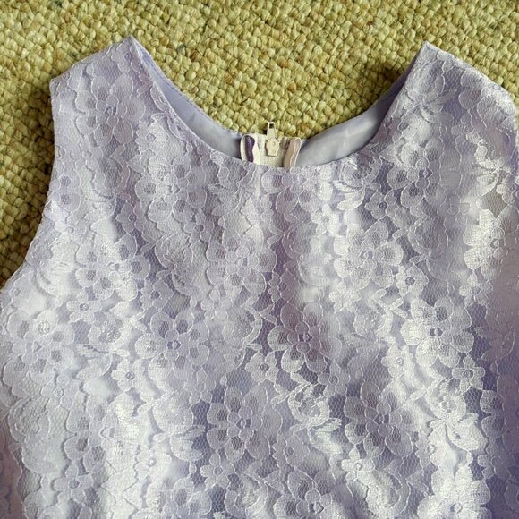 L.A. Tara for kids Purple Lace Flared Layered Dress Girls size 8 with flower - Picture 6 of 8